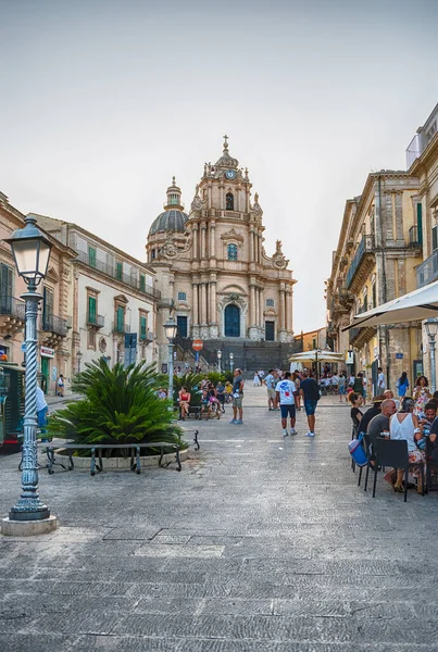 Ragusa Italia Agosto 2021 Facciata Della Cattedrale San Giorgio Capolavoro — Foto Stock