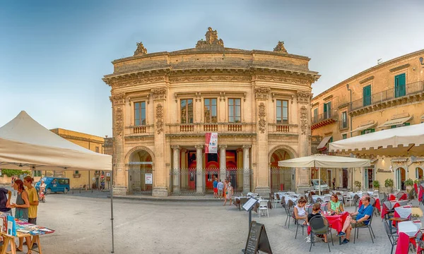 Noto Italy August 2021 Facade Central Theatre Historical Building Major — Stock Photo, Image
