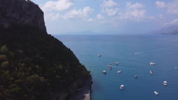 Vista Aérea Panorámica Isla Dino Playa Praia Mare Provincia Cosenza — Vídeo de stock