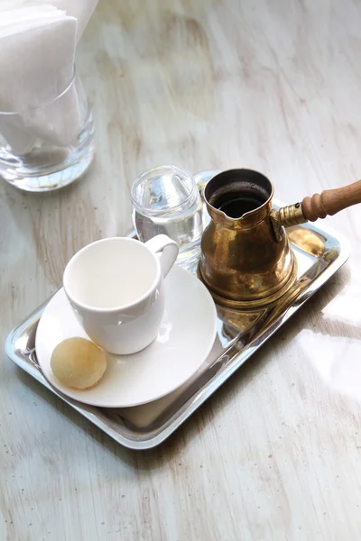 Marokkaanse koffie, Arabische koffie, Turkse koffie setup — Stockfoto