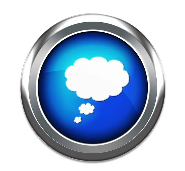 Blue think bubble button isolated in white — Stock Photo, Image