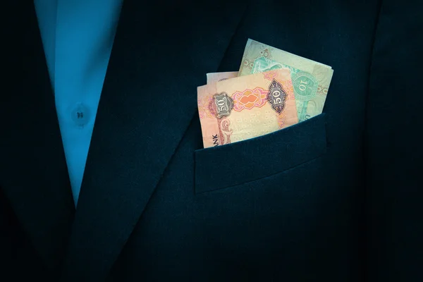 UAE dirham bills in the pocket — Stock Photo, Image