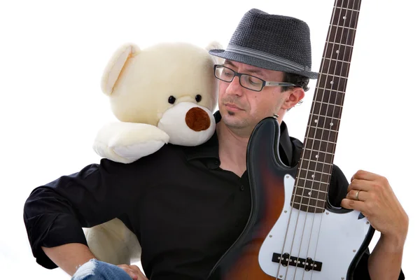 Bassist and toy band — Stock Photo, Image