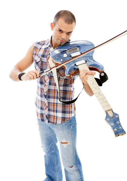 Classical violinist or rock guitarist — Stock Photo, Image