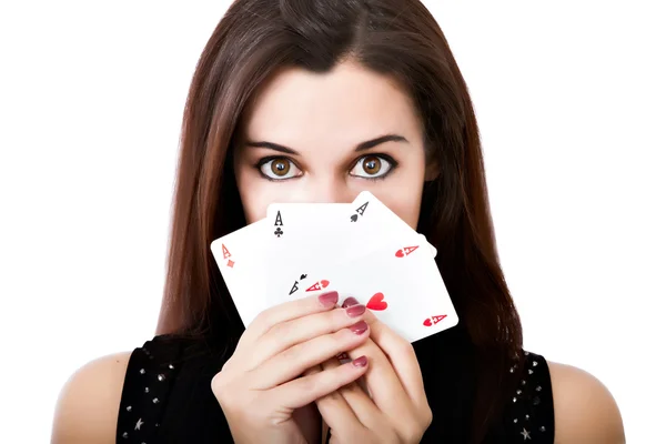 Woman poker and casino' player — Stock Photo, Image