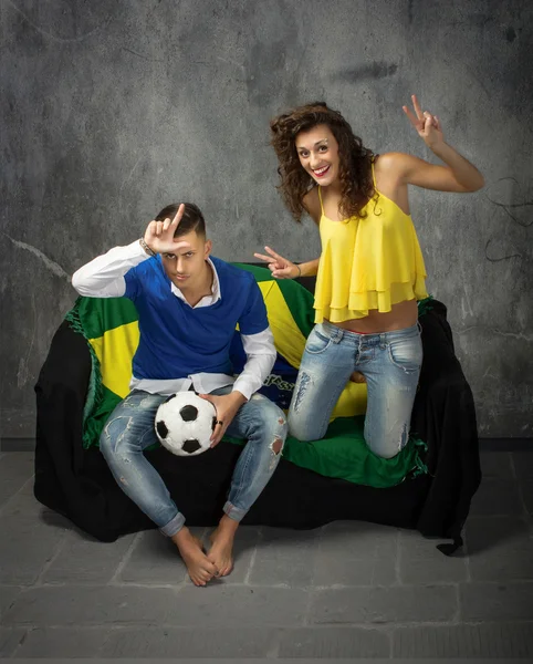 Football supporter winner and loser concept — Stock Photo, Image