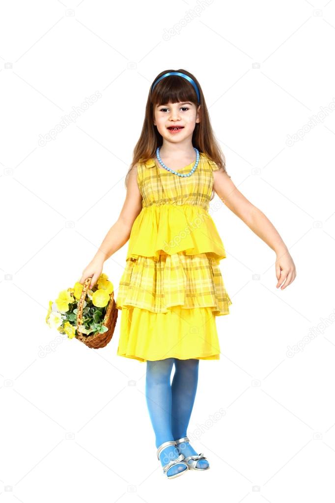Girl with flower basket