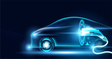 Resimde, elektrikli arabaların elektrik enerjisi soyut elektrikli arabalardır. Gelecek enerjisi