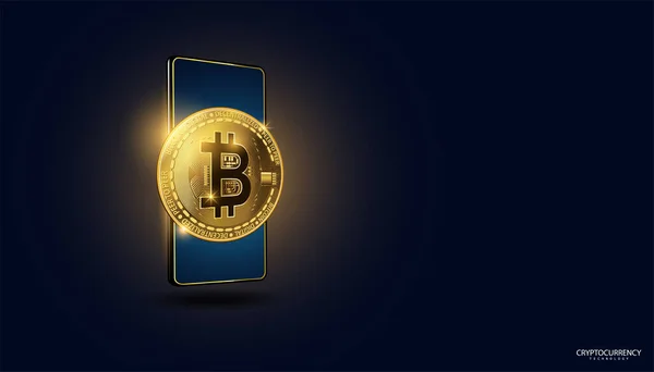 Obraz Bitcoin Tle Zdecentralizowana Koncepcja Finansów Online Transakcje Telefonie — Wektor stockowy
