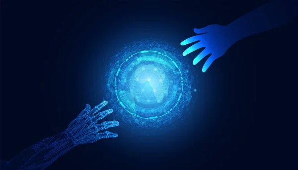 Resumen Colaboración Humanos Inteligencia Artificial Concepto Para Colaborar Creación Tecnología — Vector de stock