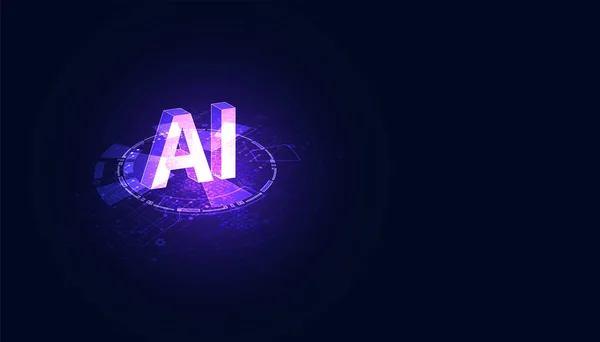 深紫色背景下人工智能和未来派数字的Ai计算概念工作数据的抽象技术 — 图库矢量图片
