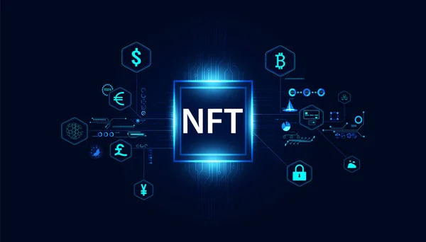 Abstrakt Ntf Digital Image Concept Nft Digital Finance Oersättlig Token — Stock vektor
