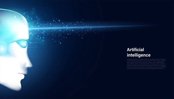 Abstrakt Smart Artificial Intelligence Digital Futuristic Technology Face Light Wireframe — Stockový vektor