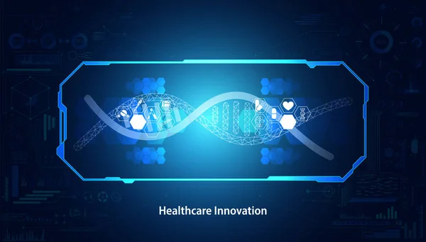 Resumen Salud Innovación Investigación Médica Concepto Adn Icono Médico Laboratorio — Vector de stock