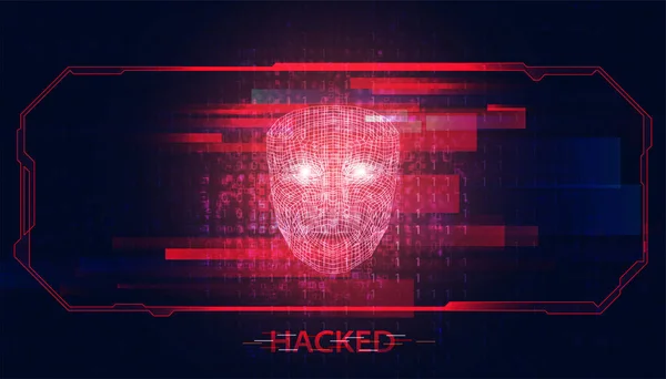 Abstrato Hacker Face Conceito Digital Rouba Informações Computadores Rede Mundo — Vetor de Stock