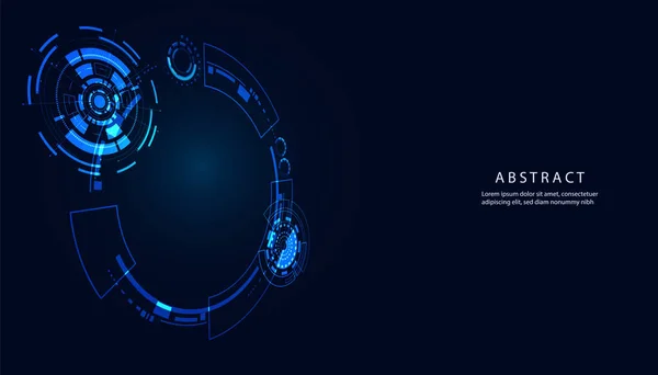 Abstract Cirkel Blauw Interface Futuristische Achtergrond Licht Blauw Voor Kopiëren — Stockvector