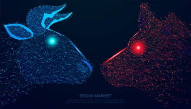 Soyut Polygon ve Benekli Boğa Pazarı ve Ayı Piyasası, Borsa Trend Konsepti, Borsa Yatırımı, Yükseliş ve Düşüşler Arasındaki Farklılık ve Finansal Borsa.