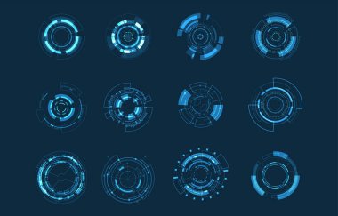 Abstract Technology Circle Set Use For Interface Graphic Design Elements Motion Modern Technological Retouching Video Motion.Editable Stroke