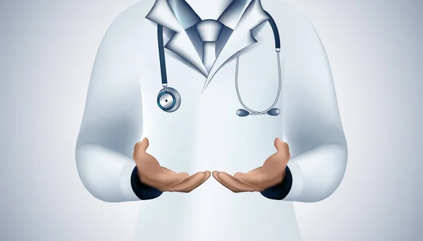 Abstract Health Consist Doctor White Mesh Stethoscope Hands Spreading Digital — Stockvektor