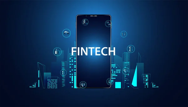 Abstract Fintech Finance Technology Applied Financial Business Modern Blue Background — Stockvektor