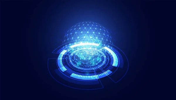 Abstract Circle Digital Circuit Concept Light Circle Network Blue Digital — Stock Vector