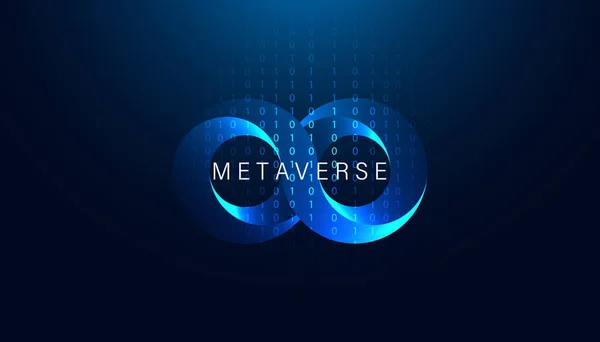 Abstract Infinity Symbol Metaverse Visual Reality Blue Background Blockchain Technology — Image vectorielle