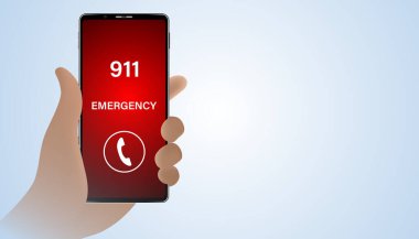 Soyut El 'in elinde bir telefon var. Acil Yardım çağrısı için 911' i arayın..