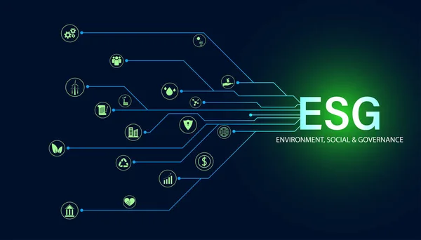 Abstrakt Esg Med Ikon Koncept Hållbar Företagsutveckling Miljö Social Och — Stock vektor