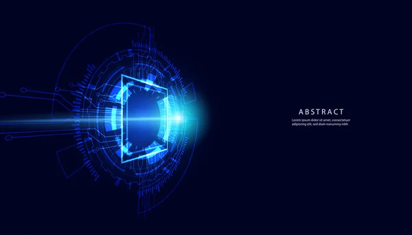 Abstract Circle Digital Circuit Concept Light Circle Network Blue Digital — ストックベクタ