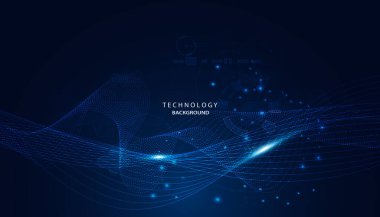 Soyut Dalga Vektörü Güzel çizgiler, konsept, teknoloji, ağ, internet bağlantısı, mavi arkaplan, modern, fütürist.