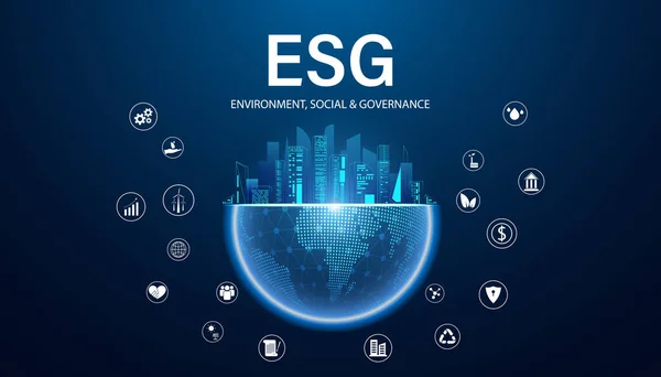 Résumé Esg World Icon Concept Sustainable Corporate Development Environnement Social — Image vectorielle
