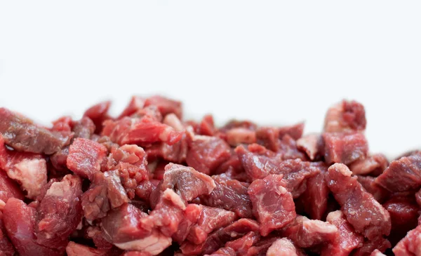 Raw cubed steak, ready for a stew, casserole or pie-making — Stock Photo, Image