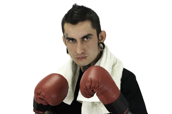 Jonge tattoo man in bokser — Stockfoto