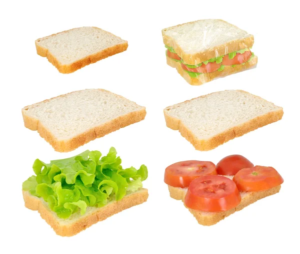 Collectie sandwich geïsoleerd op witte achtergrond — Stockfoto