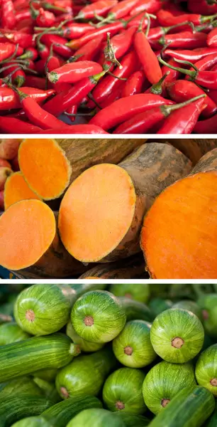 Sammlung Gemüse Pfeffer, Kürbis und Zucchini — Stockfoto