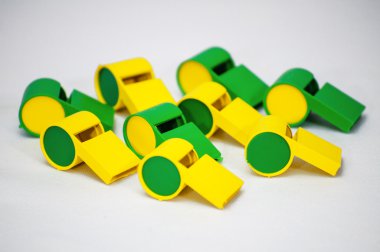 Whistles green and yellow brazilian colors clipart