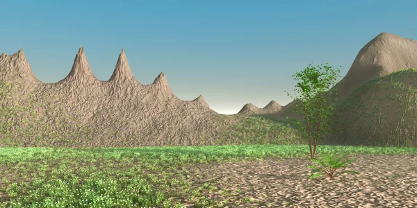 Paisagem virtual. Ilustração renderizada 3D . — Fotografia de Stock