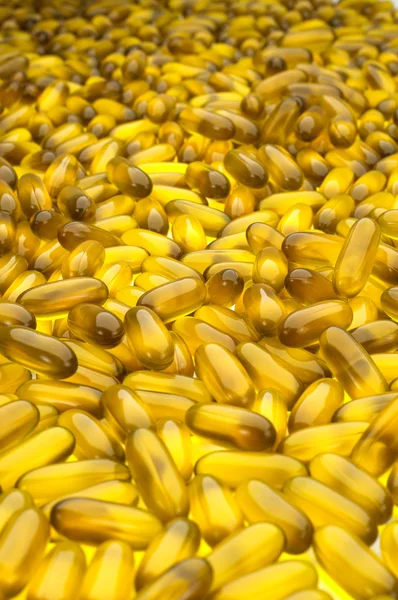 Close-up van groep van zachte gel capsules — Stockfoto