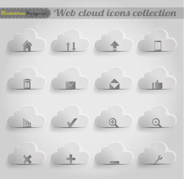 Nastavit ikonu webové mrak — Stockový vektor