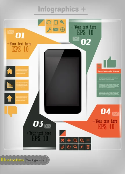 Kommunikation infographic illustration med mobiltelefon — Stock vektor