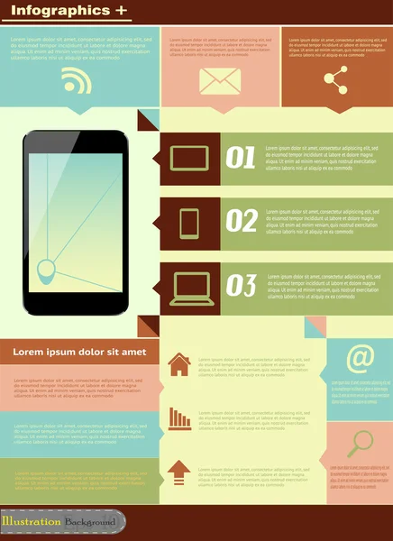 Kommunikációs infographic illusztráció mobiltelefon Stock Illusztrációk