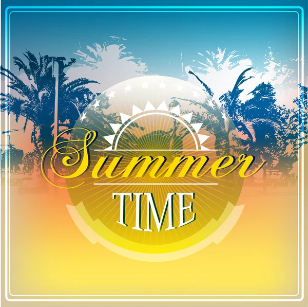 Καλοκαίρι διακοπές εικονογράφηση με λογότυπο — Διανυσματικό Αρχείο