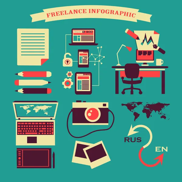 Infográfico freelance . — Vetor de Stock