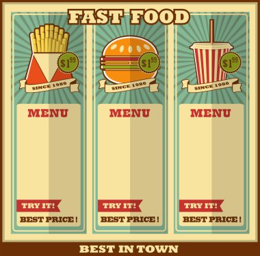 Fast food menüsü.