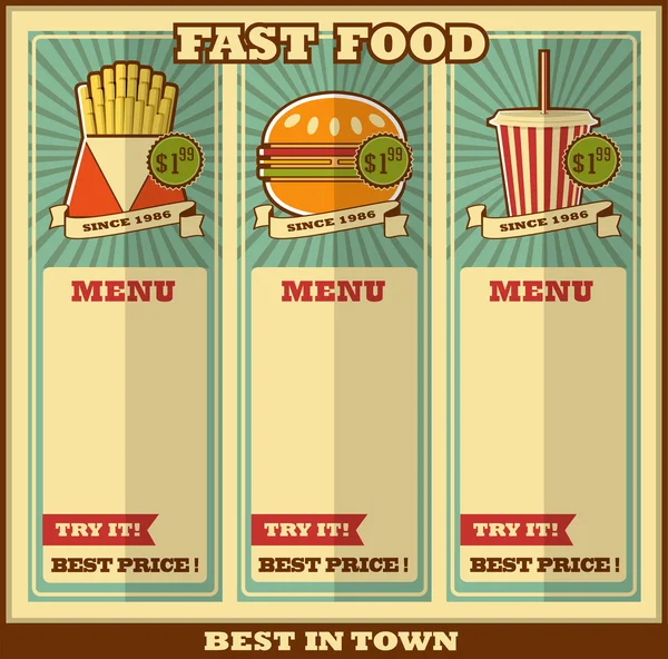 Fast-Food-Karte. — Stockvektor