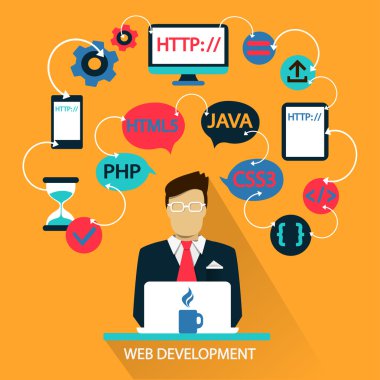 düz tasarım. serbest meslek. Web geliştirme.