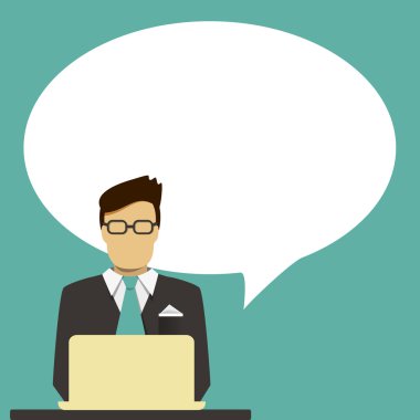 işadamı ile metin için konuşma balonu.