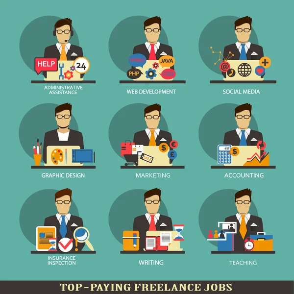 Set of freelance career icons. — Stock Vector