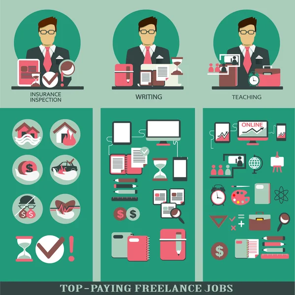 Design plano. Infográfico freelance . —  Vetores de Stock