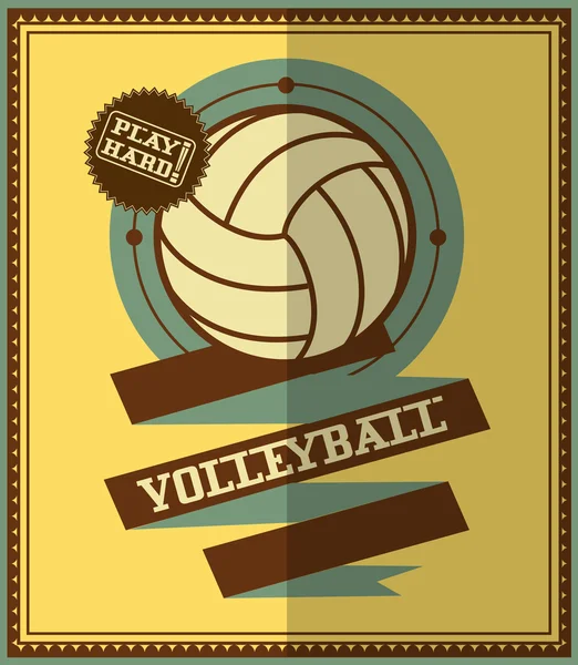 Diseño plano. Cartel retro de voleibol — Vector de stock